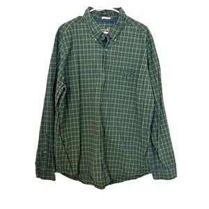 2/$15 Old Navy - Men’s Green Blue Plaid Button Down Shirt Fitted Long Sleeve XL